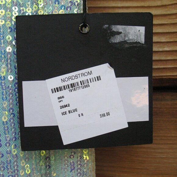 Mac Duggal 26942  Womens SEQUINED HIGH NECK FLUTTER SLEEVE GOWN Dress Blue - Picture 14 of 16